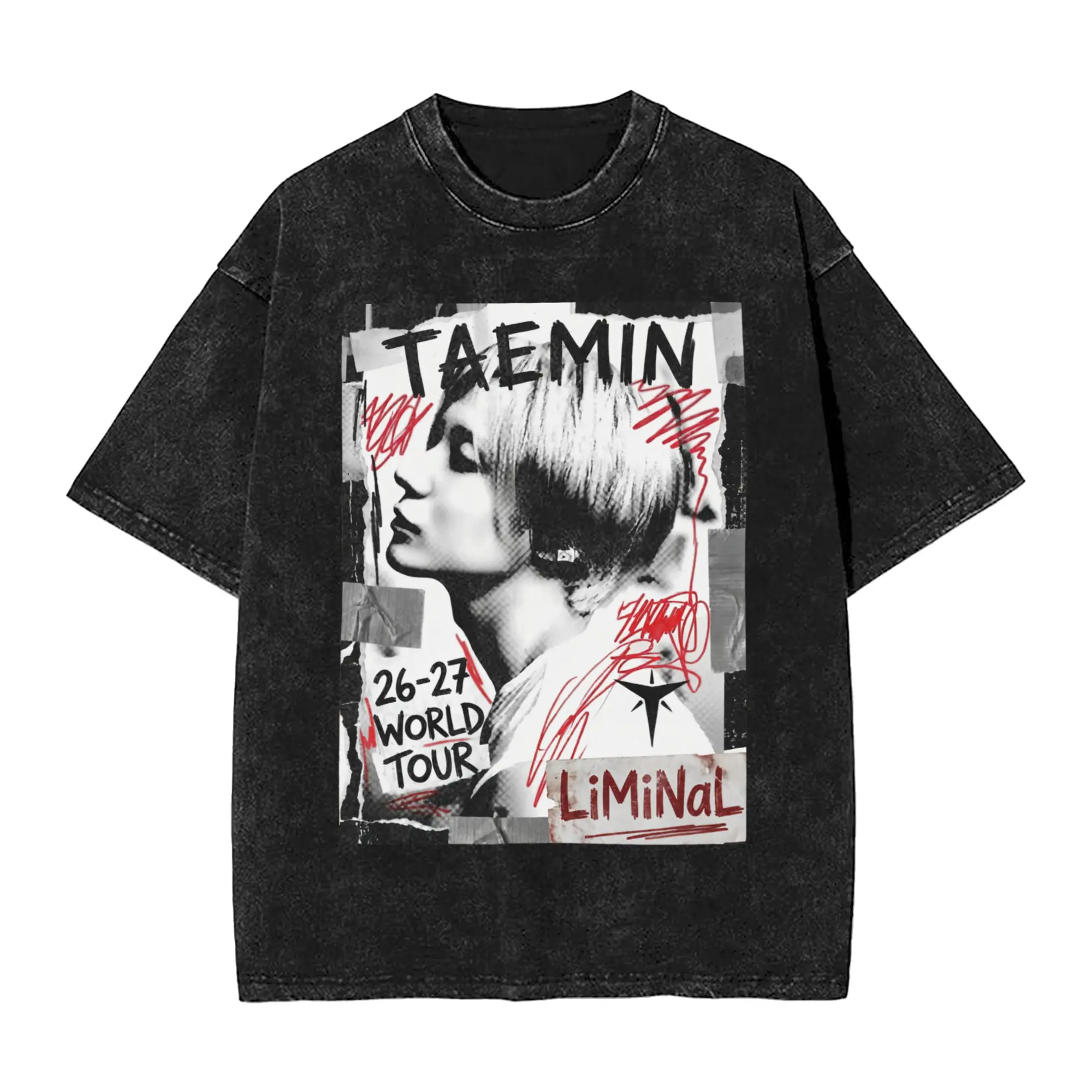 Mens T Shirt TAEMIN LiMiNaL World Tour Washed T Shirts Popular  Summer Tees Y2K Fun Loose Cotton Clothing Gift Idea