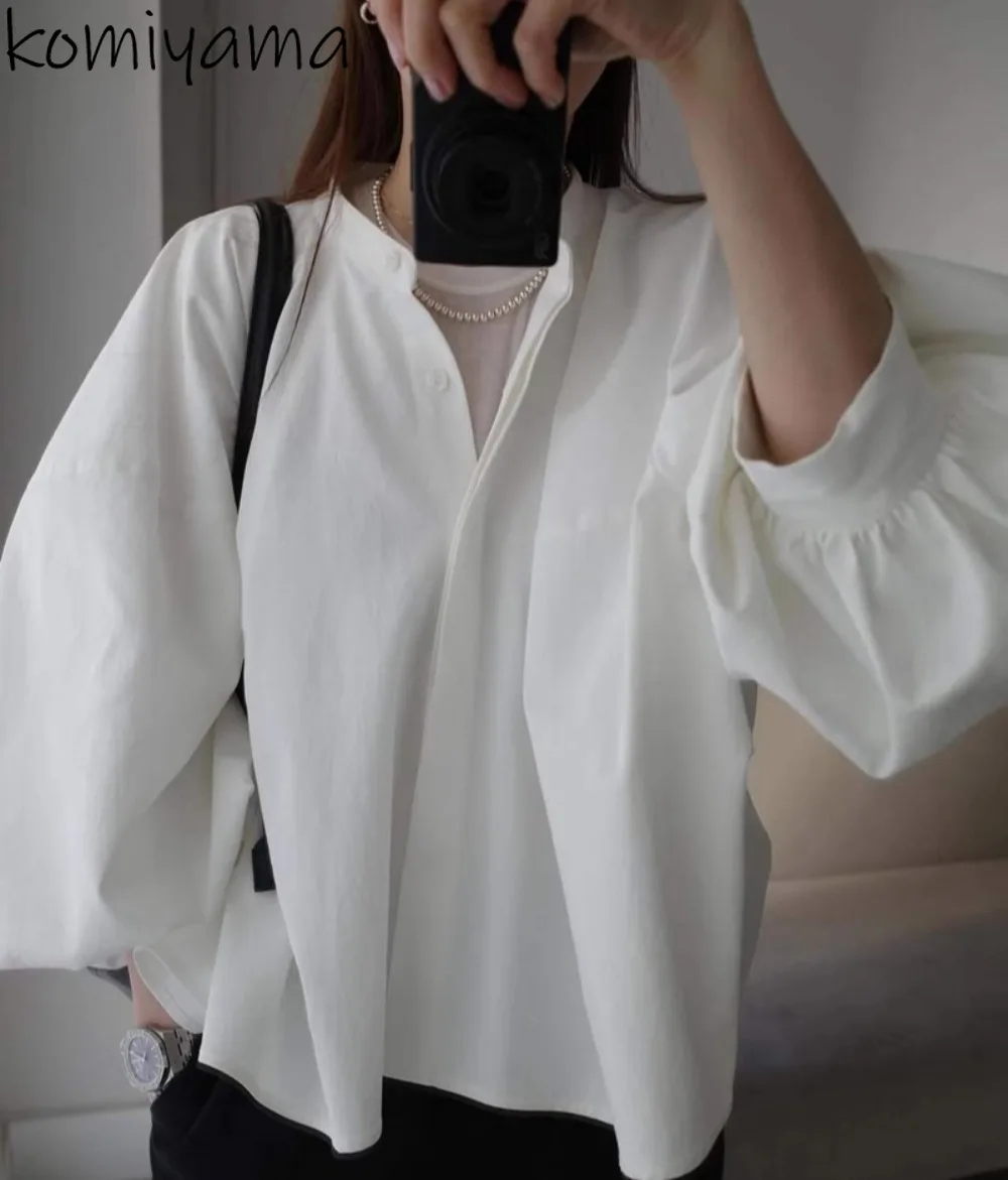 

Japan Loose Casual Blusas Mujer Flare Sleeve Shirts & Blouses 2025 Woman Clothing Covered Button Camisas Summer Autumn Tops