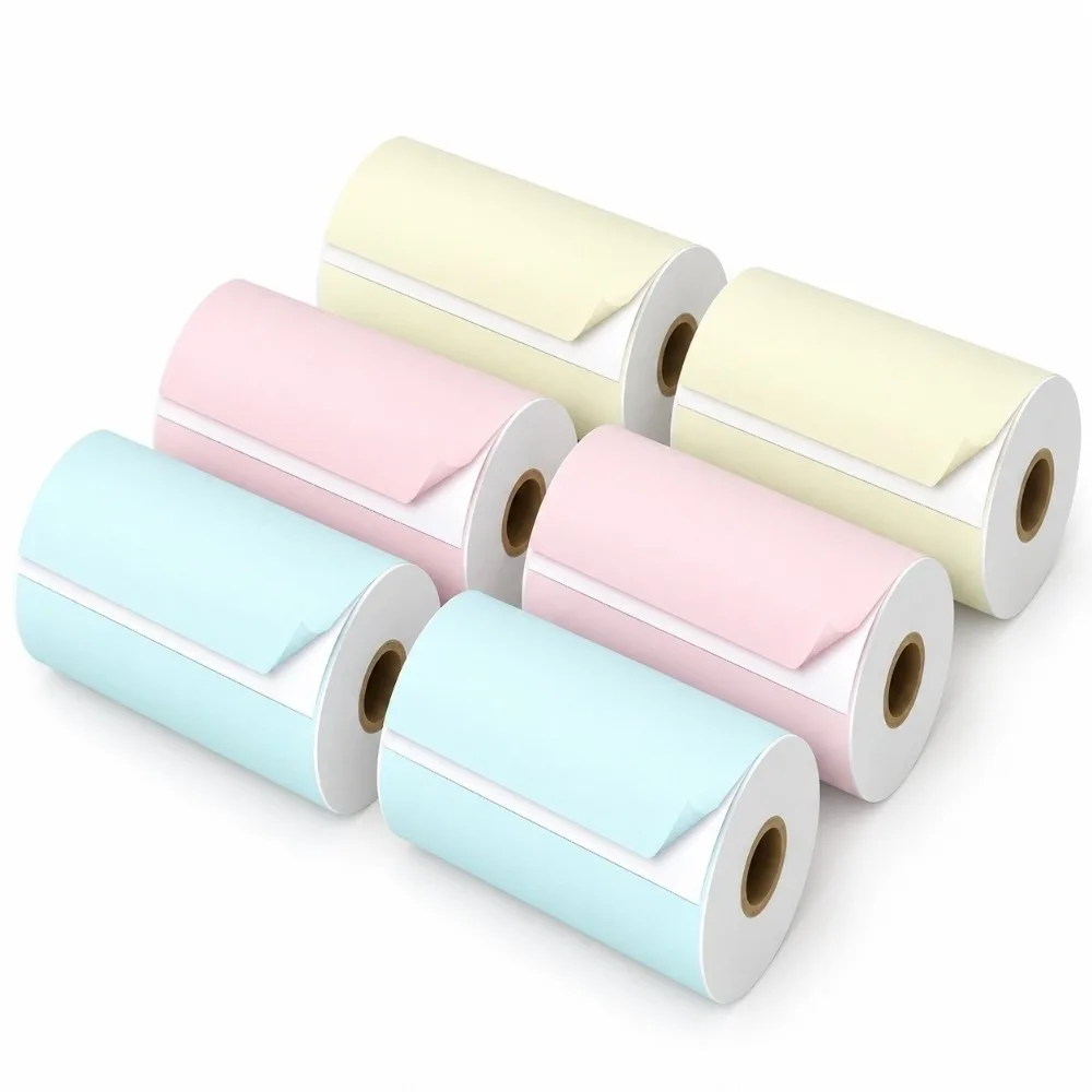 6pcs 77 x 30mm Thermal Sticker Paper 3.6m Per Roll Friction Proof Thermal Printer Paper BPA Free Non-Adhesive & Full Sticky