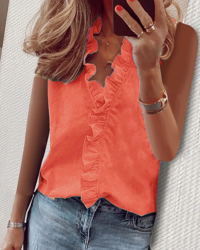 Spring/Summer New Sleeves Ruffle Edge Shirt Women\'s Shirt