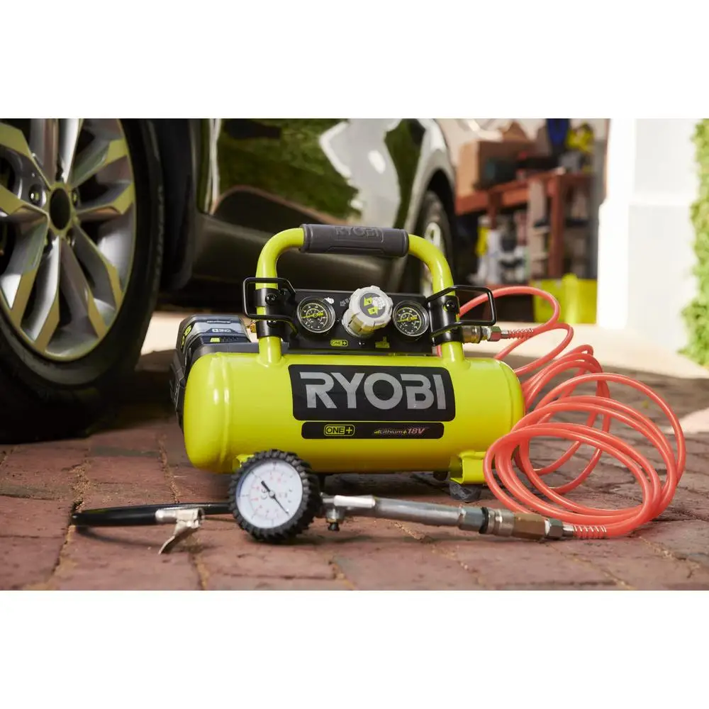 18V Cordless Air Compressor Lightweight Design Maximum Pressure Metal Air Hose Wrap Compatibile with 18V ONE  System