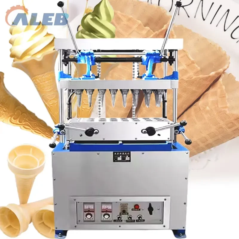 SFW Certificate Stainless Steel 4 Heads Ice Cream Cone Making Machine Wafer Sugar Cone Maker for Snack Bar Beverage Shop