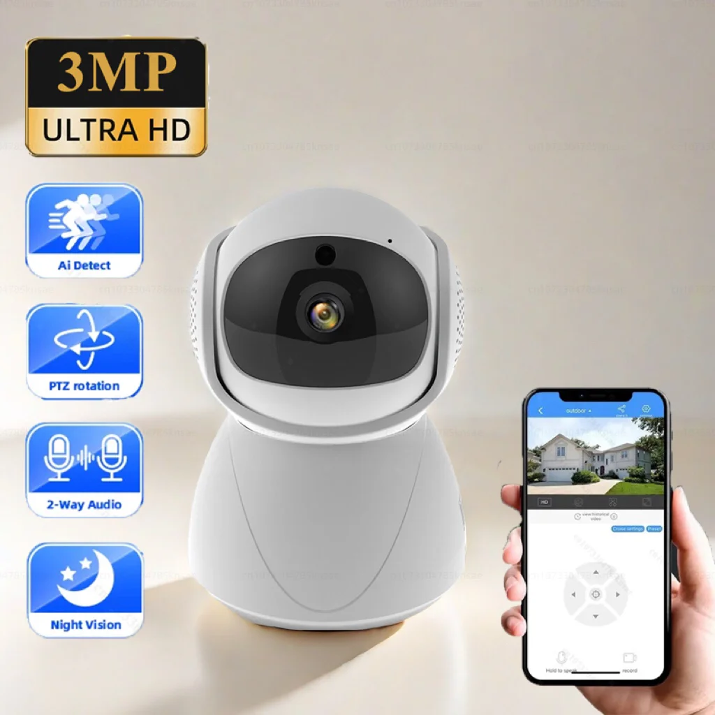 Imagem -01 - Smart Mini Indoor Câmera ip para Segurança Doméstica ai Human Detect Cctv Surveillance Auto Tracking Wifi 2mp 3mp smart mini indoor camera ip para seguranca domestica ai human detect cctv surveillance auto tracking wifi 2mp 3mp 01