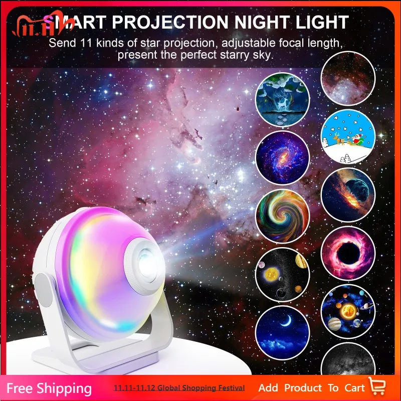 ไฟฉายโปรเจคเตอร์ดวงดาวตกแต่งบ้าน ไฟกลางคืนสร้างสรรค์ แสงบรรยากาศแม่น้ำดาว