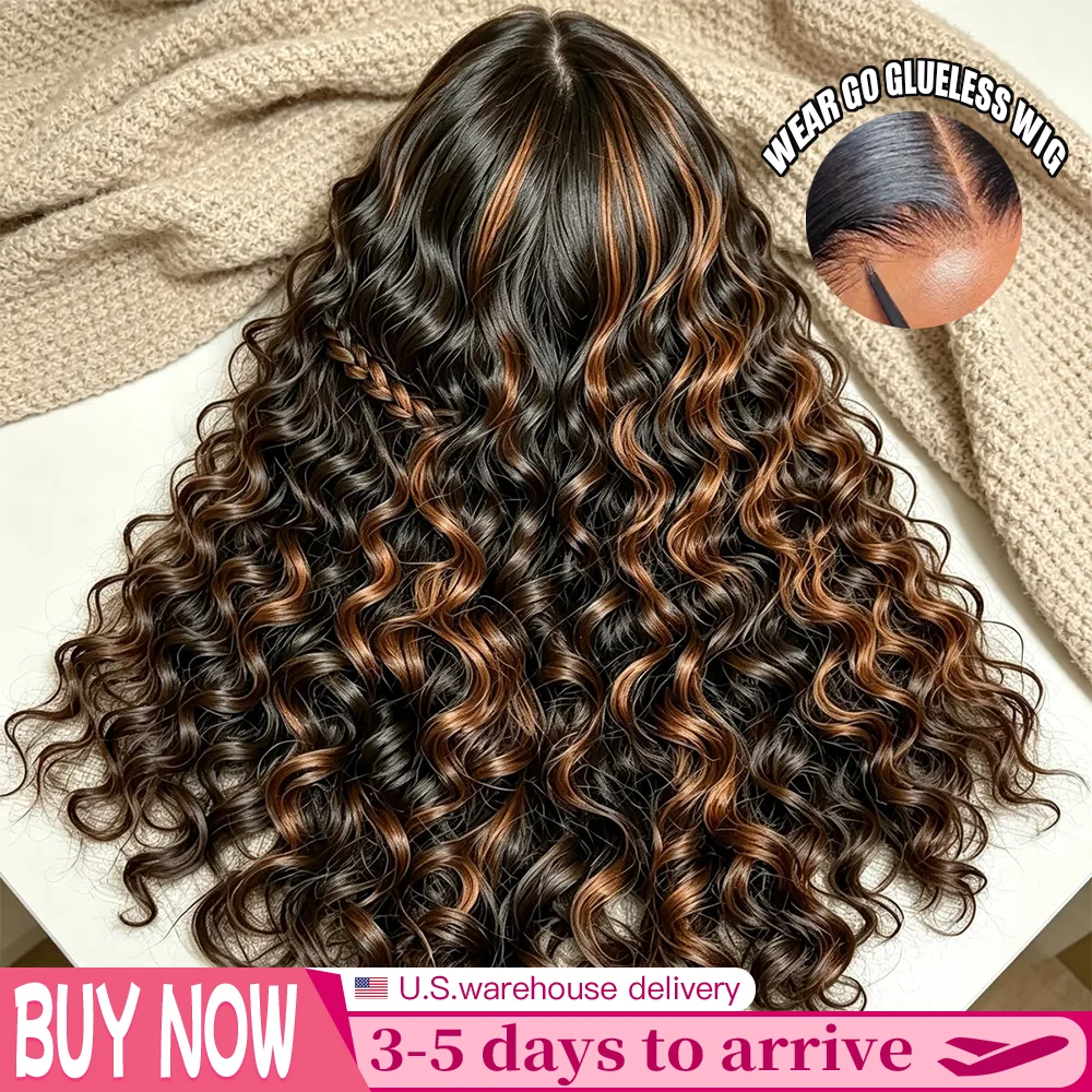 Glueless Wear And Go Human Hair Wig - 28 Inch 220 Density 1B/30 Highlight