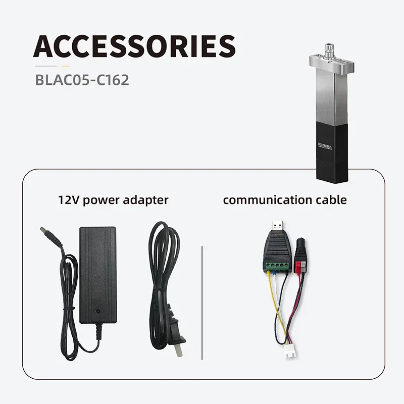 BLAC05 Micro Linear Servo Actuator (250N,5mm),12V Brushless Coreless DC Motor,0.002mm Control Accuracy, 2-2.4mm/s,RS485