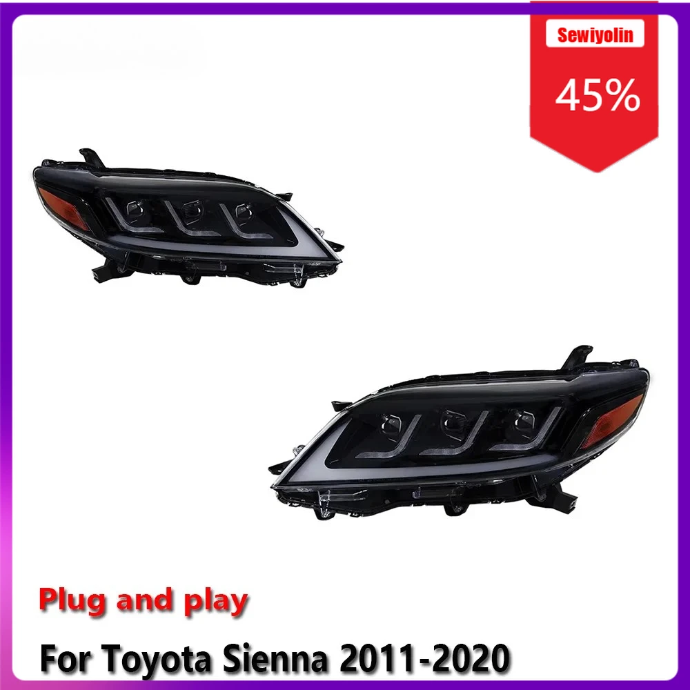 

Sewiyolin Car LED Lamp Headlight Assemblies For Toyota Sienna 2011-2020 Fog DRL Brake Turn Signal Lamp