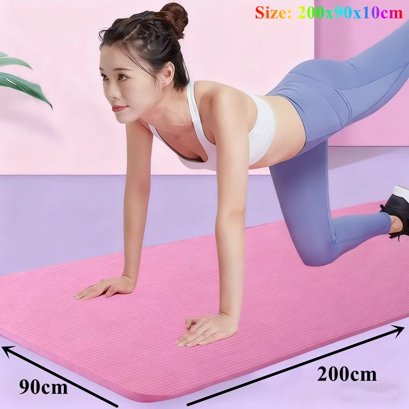 

10MM Thick NBR Yoga Mats 200x90x1cm Pilates Mat Fitness Equipment Solid Color Anti-slip Sport Fitness Mat Blanket Exercise Yoga