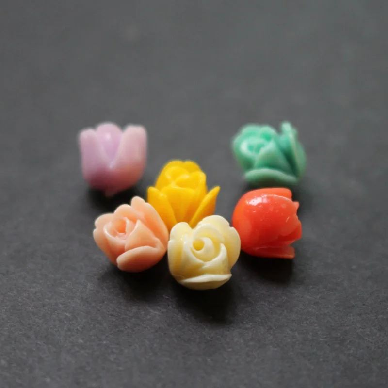 20pcs 7mm Artificial Coral Tulips Flower Beads Color Cabochon Pink Mix color Fashion Beads  for Jewelry making DIY Accessoires