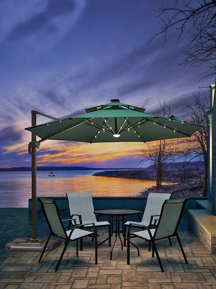 Outdoor parasols, patio umbrellas, villas, gardens, outdoors