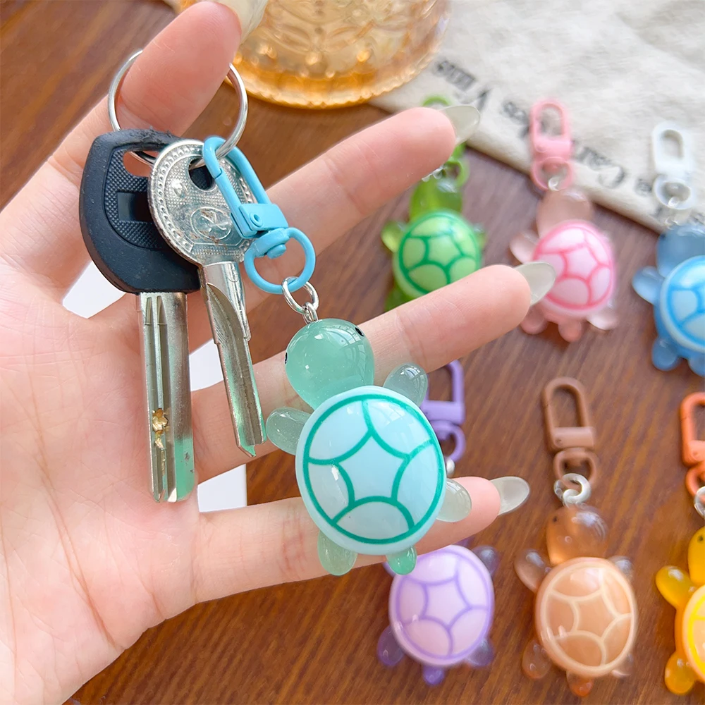 1/5pcs Cartoon Resin Luminous Turtle Keychain for Women Glow-in-the-dark Colorful Little Turtle Keyring Bag Pendant Accessory