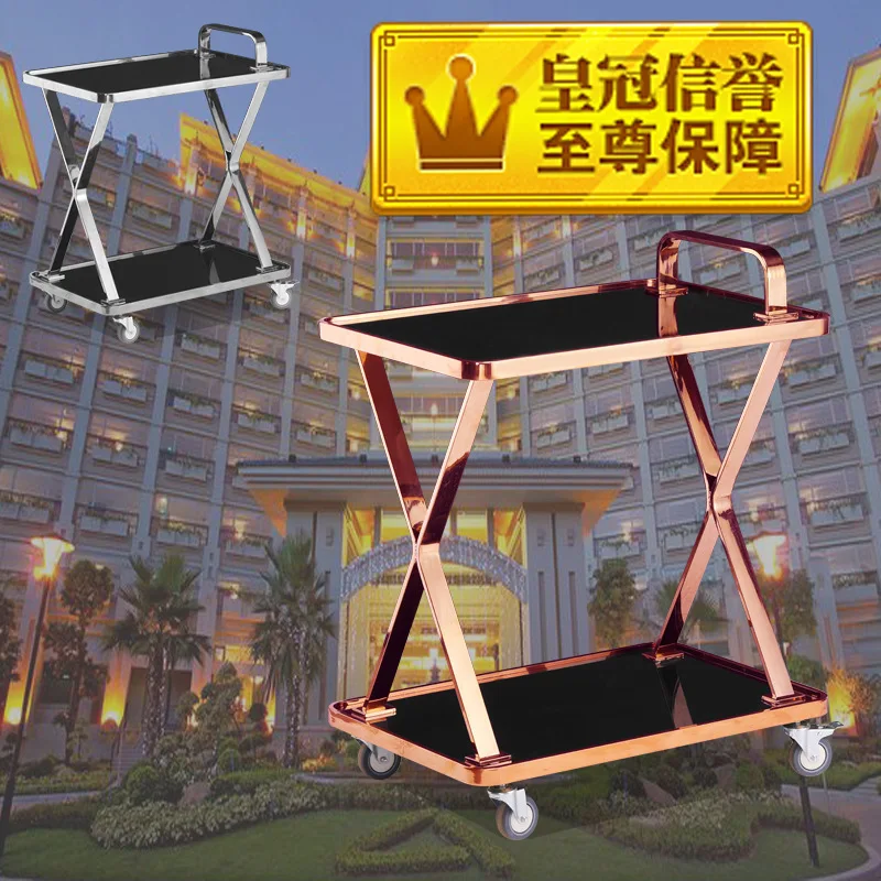 

Hotel service car Tempered glass Wine cart Three-layer wine trolley Luxury factory direct sales Commercial new model