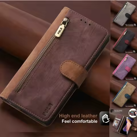 Anti-Theft Brush Flip Leather Wallet Case For Samsung S23 S22 Ultra S21 Plus S20 FE A13 A23 A33 A14 A53 A12 A22 A32 A52 A54