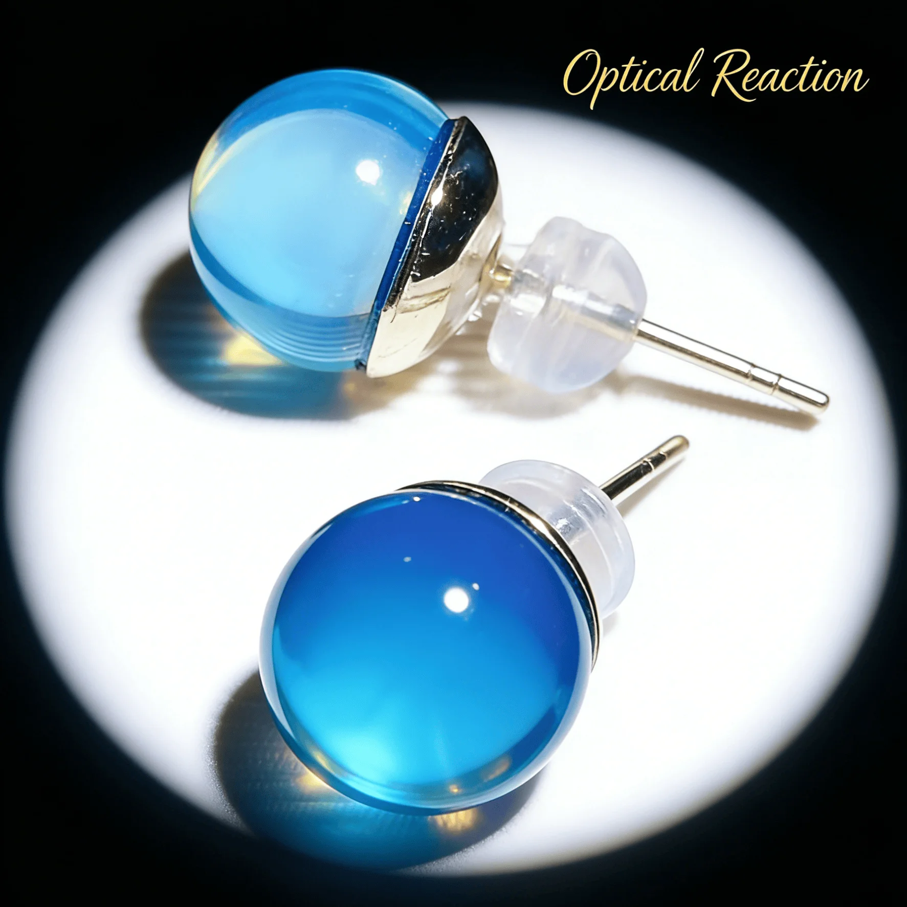 

925 Sterling Silver Natural Mexican Blue Amber Stud Earrings for Women Elegant Fine Jewelry Gift