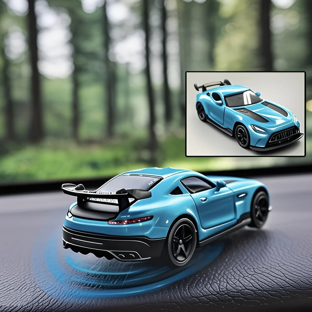 1pcs Metal Sports Car Dashboard Ornament,  Auto-Rotation with Vehicle Turning Angle,A toy car that drifts as the vehicle turns