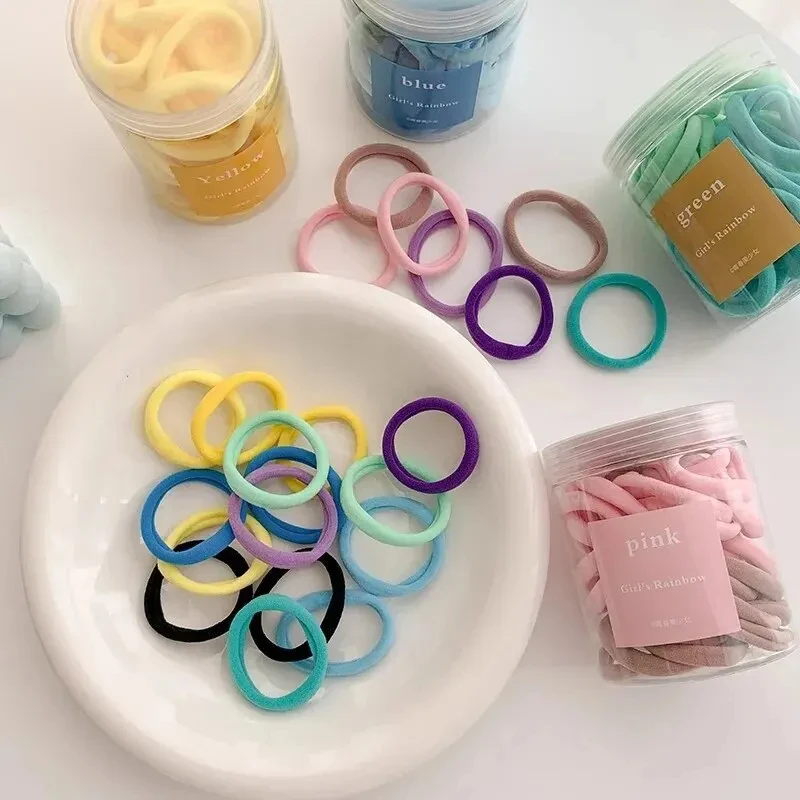 50pcs/Set Korean Head Rope Women\'s Rubber Band Female Hair Tie Sweet Hair Ring Solid Hair Ropes for Girls Elastic Hair Bands