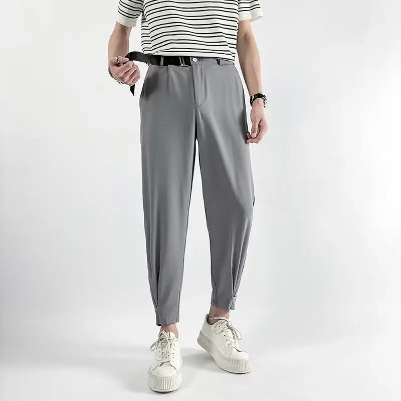 2025 New Spring/Summer Men's Fashion Trendy Men's Loose Pants Harlan Versatile Casual Pants Men's Nine Cent Pants