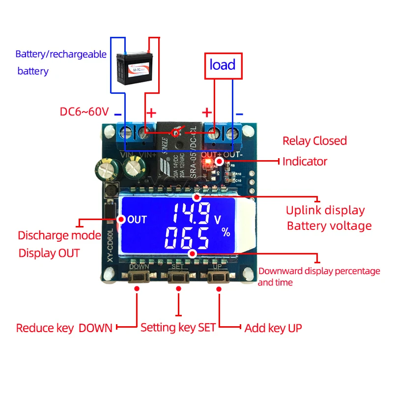 Battery Charge Control Module DC Voltage Protection Under Voltage Power Loss Protector CD60