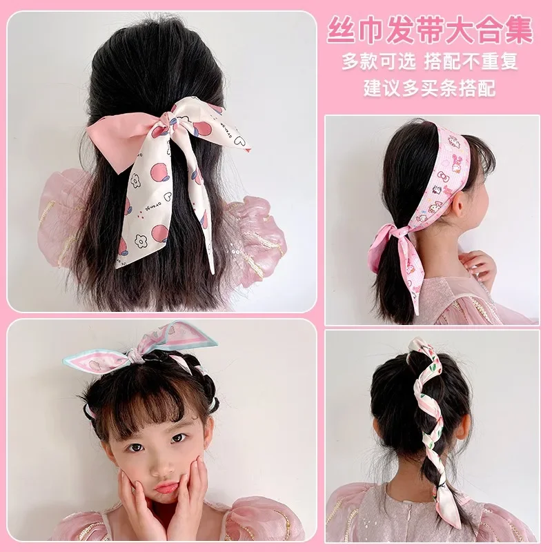 Sanrio Scarf Hairband Cartoon Hello Kitty My Melody Kuromi Cinnamoroll Headwear Girl Cute Hair Accessories Dress Up Holiday Gift