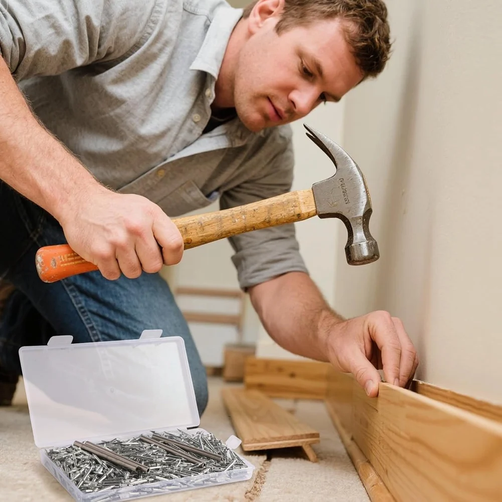 

【PRICE REDUCT】Invisible Baseboard Screws-400Pcs Double Head Skirting Nails& 4 Tools For Solid Wood Trim Seamless