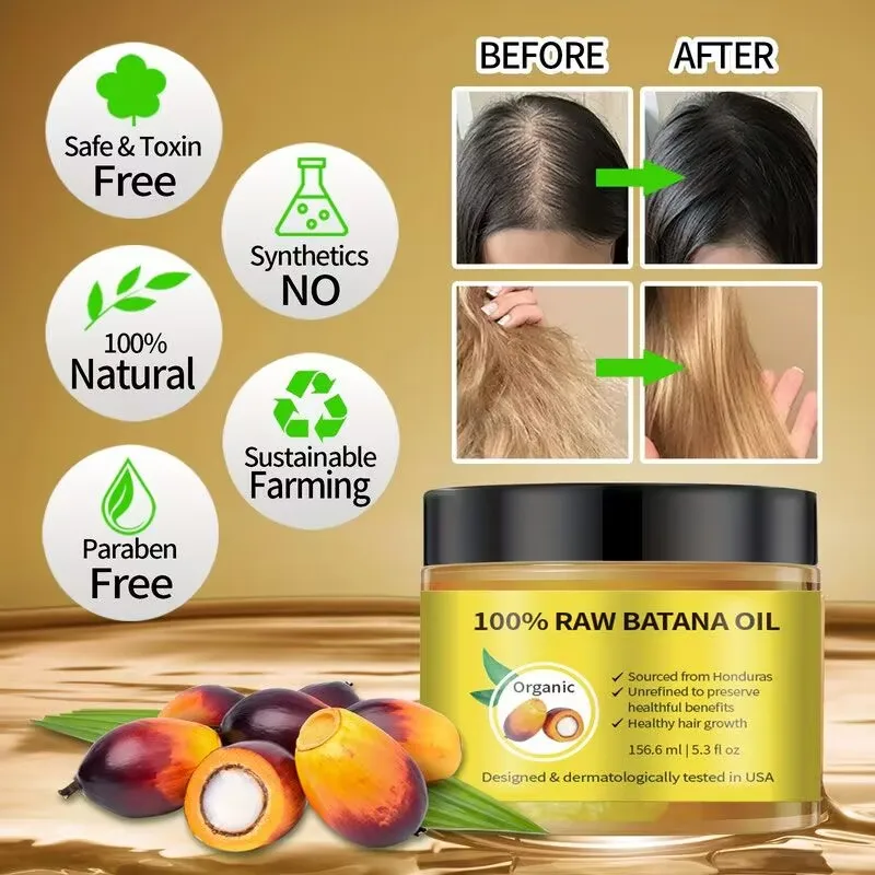 120ml Batana Oil For Scalp And Hair Care, Palm Oil Enriched, Plant Extracts, Scalp And Hair Care Product
