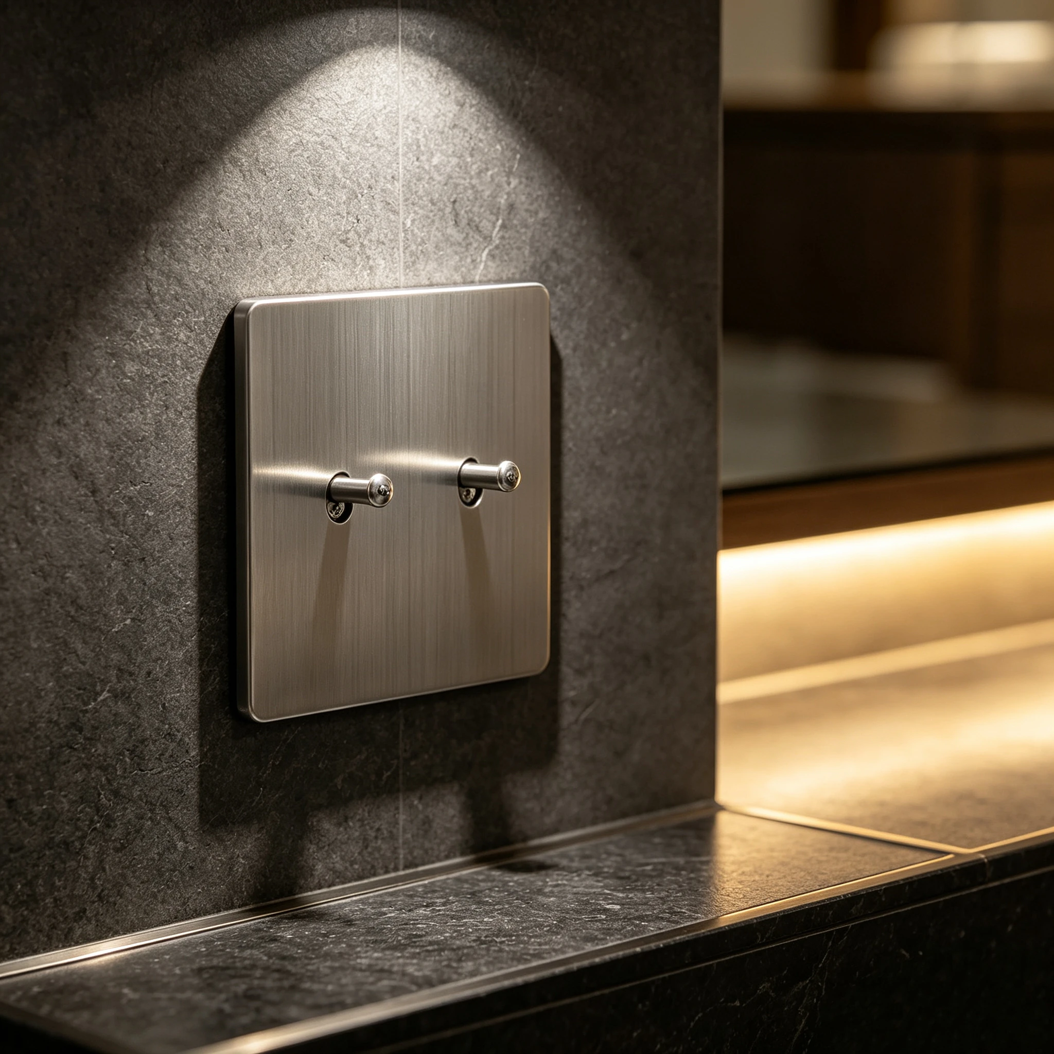 Vintage Flap Wall Switch 1-4 Gang 2-Gang EU Wall Socket Silver Grey Brushed Stainless Steel Panel With USB Charger Port