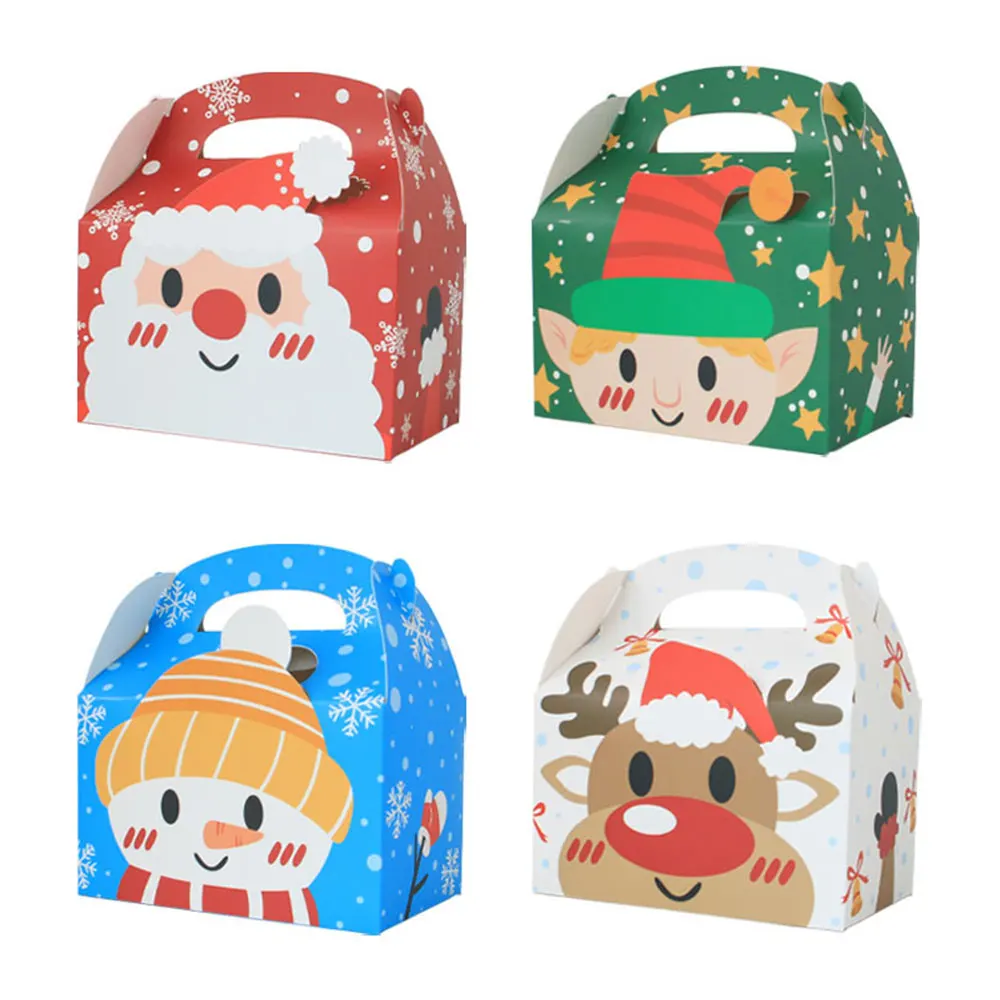 4PCS New Christmas Collection Candy Box Mafen Box Square Handheld Box Gift Box Christmas Handheld Cake West Point Box