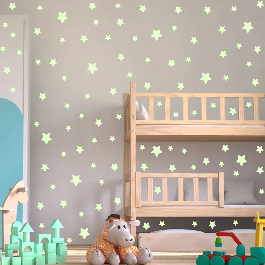 100pcs Luminous Wall Stickers Glow In The Dark Stars Sticker Decals for Kids Baby Rooms Colorful Fluorescent Stickers Home Decor