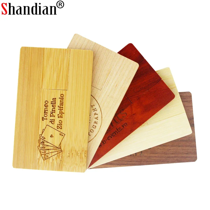 SHANDIAN fashion Bamboo and Wood Redwood wood pendrive card model usb flash drive 4GB 16GB 32GB 64GB free custom logo