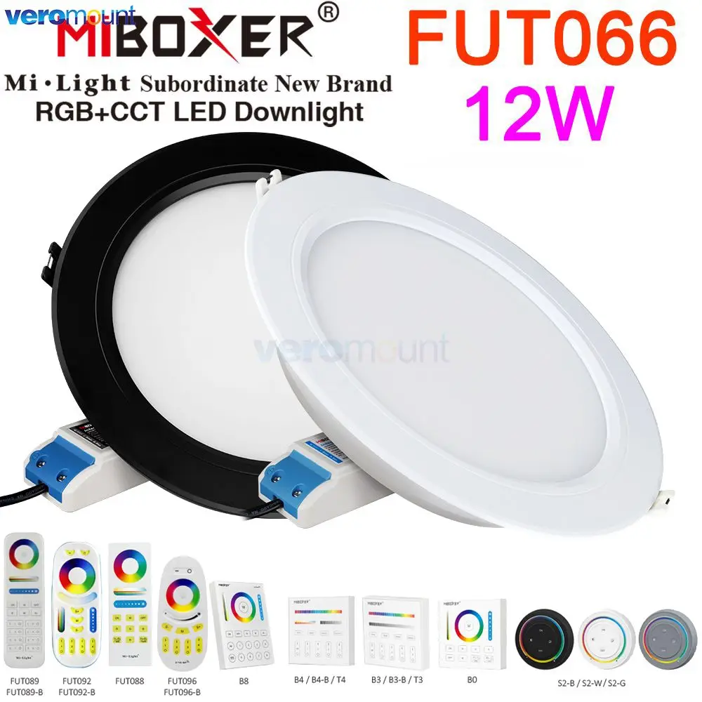 

Miboxer FUT066 FUT066-B 12 Вт RGBCCT светодиодный потолочный светильник переменного тока 110 В 220 В с регулируемой яркостью белый/черный потолочный светильник 2,4G RF Remote Tuya APP Control