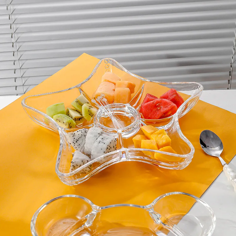 

Стеклянный поднос для сервировки конфет с перегородками для дома, гостиной, закусок, орехов, фруктов, блюдо