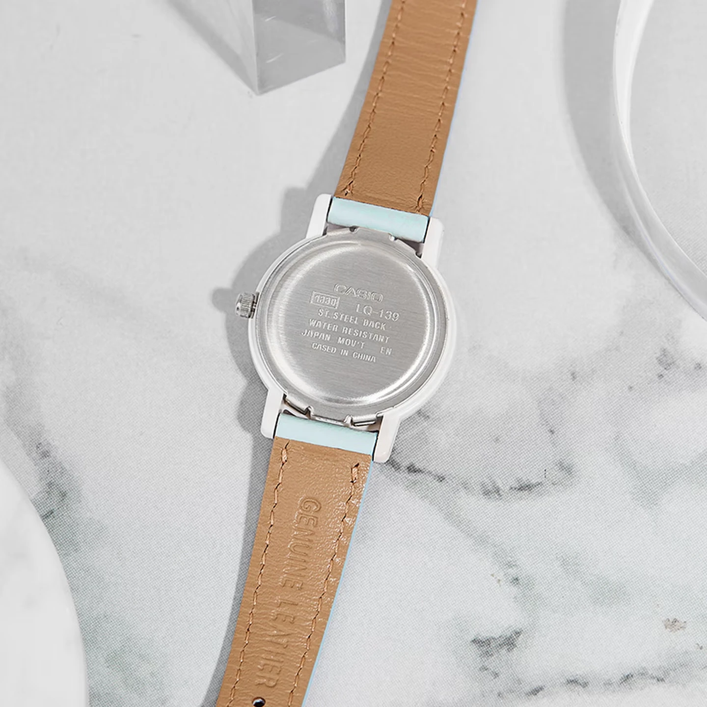 Casio LQ‑139L Ladies Wrist Watch | Resin Case | Genuine Leather Band | Daily Water Resistant Analog Quartz Dress Watch