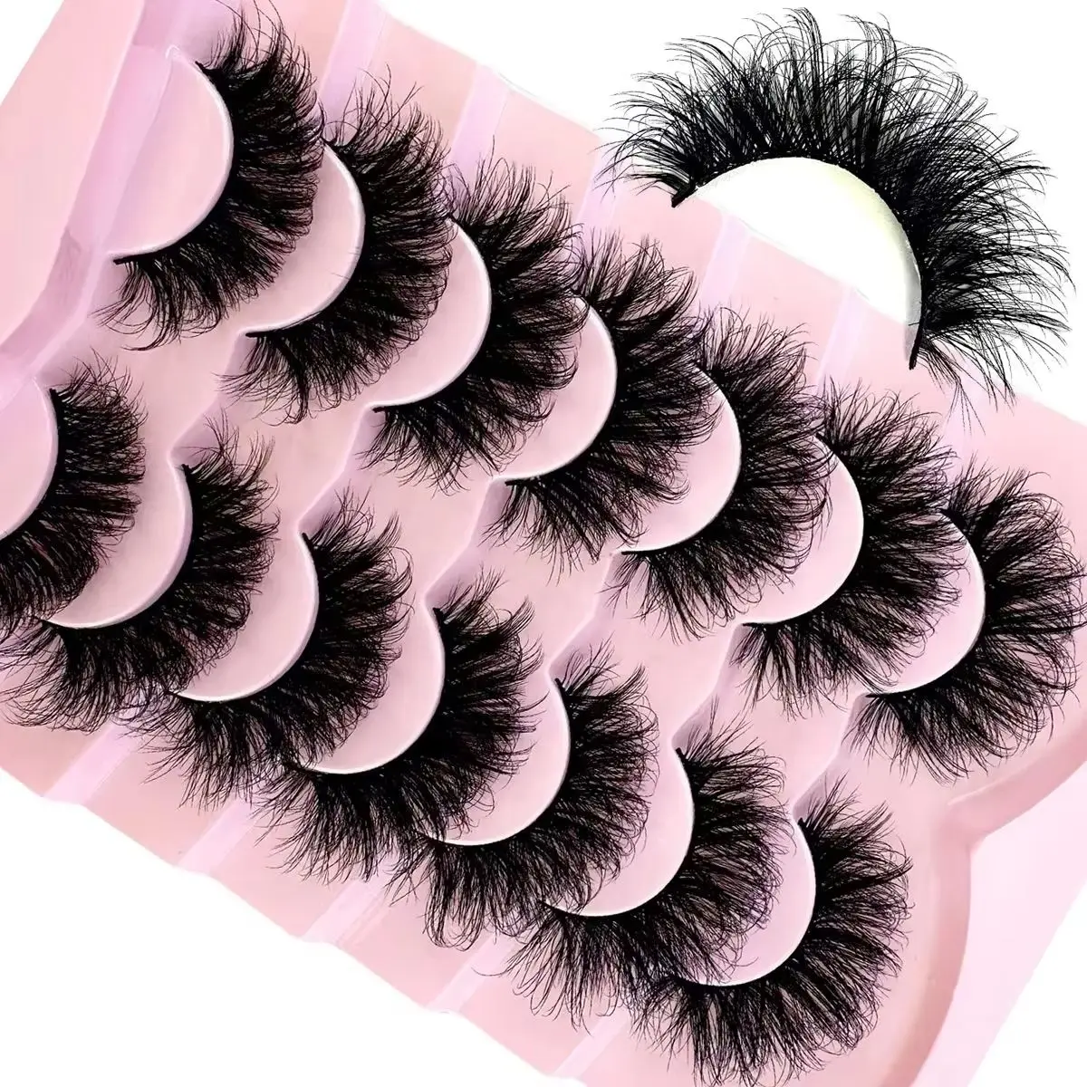 New 7 Pairs False Eyelashes Wispy Lashes Natural Look Fake Eyelashes Cat Eye Lashes Faux Mink Fluffy Strip False Lashes Pack