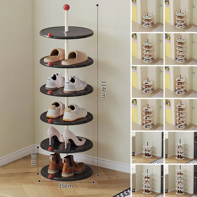 

3/4/5-Tier Vertical Shoe Rack, Compact Round Narrow Shoe Organizer for Small Spaces, Entryway & Bedroom