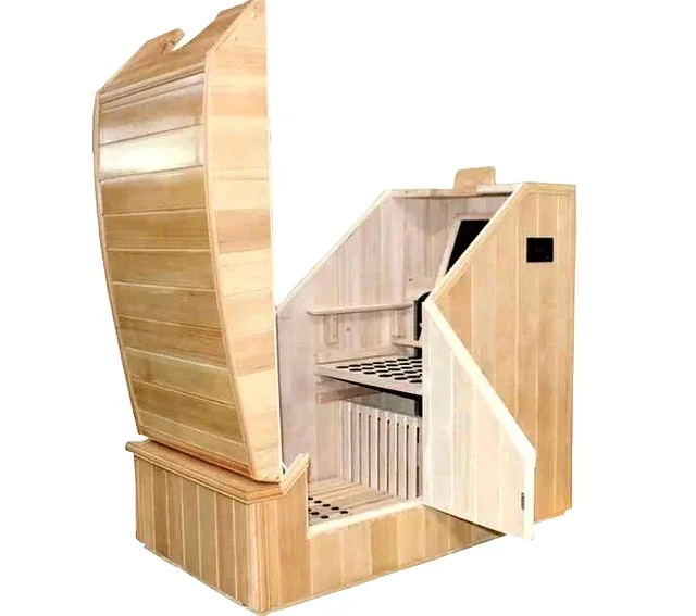 Best selling imported hemlock ozone far infrared half length Mini sauna room single fumigation cabin space capsule 1 person