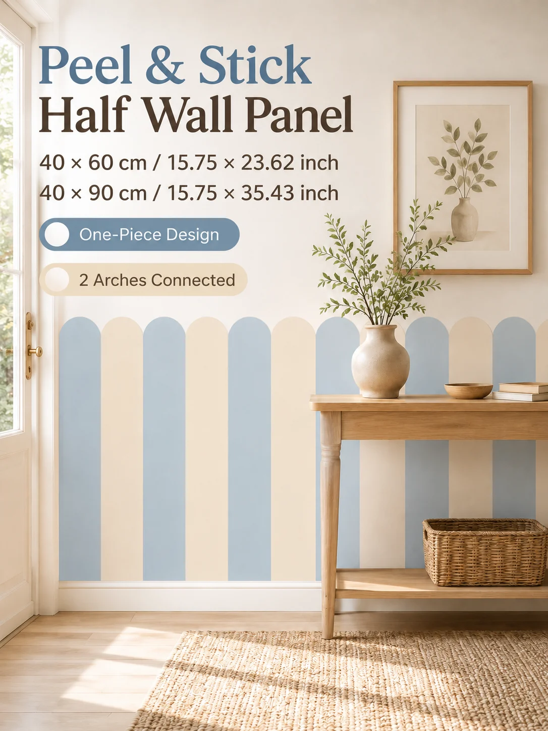 Dual Color Double Arch Stripe Wall Sticker, Vinyl Peel & Stick Removable DIY Decor for Wall, Cabinet, Partition, Panel