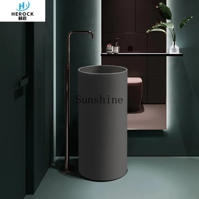 

Round and square wash basin, artificial stone integrated column basin, floor type, integrated household