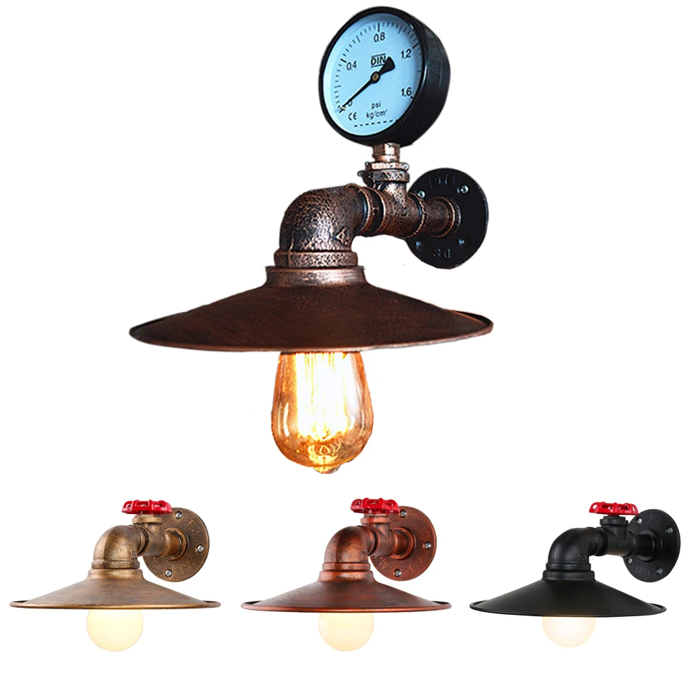 

Water Pipe Retro Light Loft Industrial Iron Rust Wall Lights Vintage E27 LED Sconce Wall Lamps for Living Room Bedroom Bar Decor