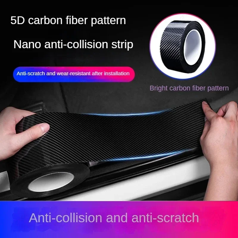 Anti Scratch Car Door Sill Protector Sticker Nano Carbon Fiber DIY Paste Protector Strip Auto Side Mirror Protection Tape Film