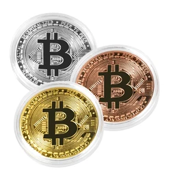 Moneta Bitcoin placcata in oro collezione d'arte da collezione regalo commemorativa fisica Casascius crypto Coin metallo imitazione antica