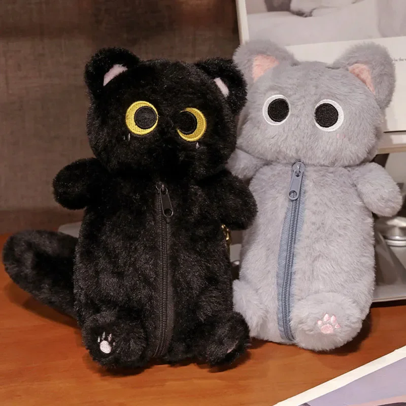 【セール中】シャム猫ぬいぐるみ鉛筆ケースぬいぐるみ大容量文具バッグかわいいデザイン漫画人形猫鉛筆バッグ学習