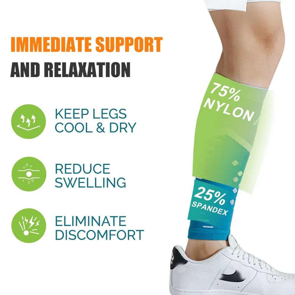 1Pair Calf Compression Sleeve for Men & Women Footless Compression Socks Support Runners Leg Sleeve Shin Splints Pain Relief