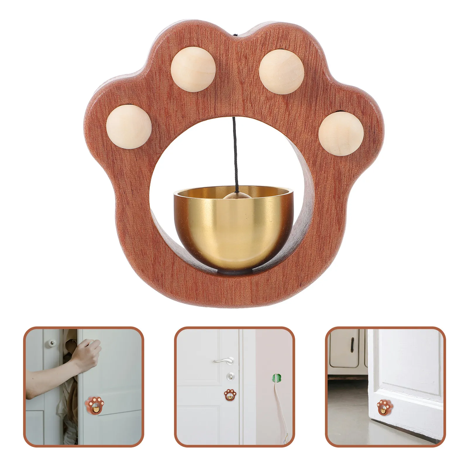 

Магнитный дверной звонок в форме кошачьей лапы, деревянный, на клейкой основе, для дома, офиса, магазина, винтажный, с мягким звоном, для сада