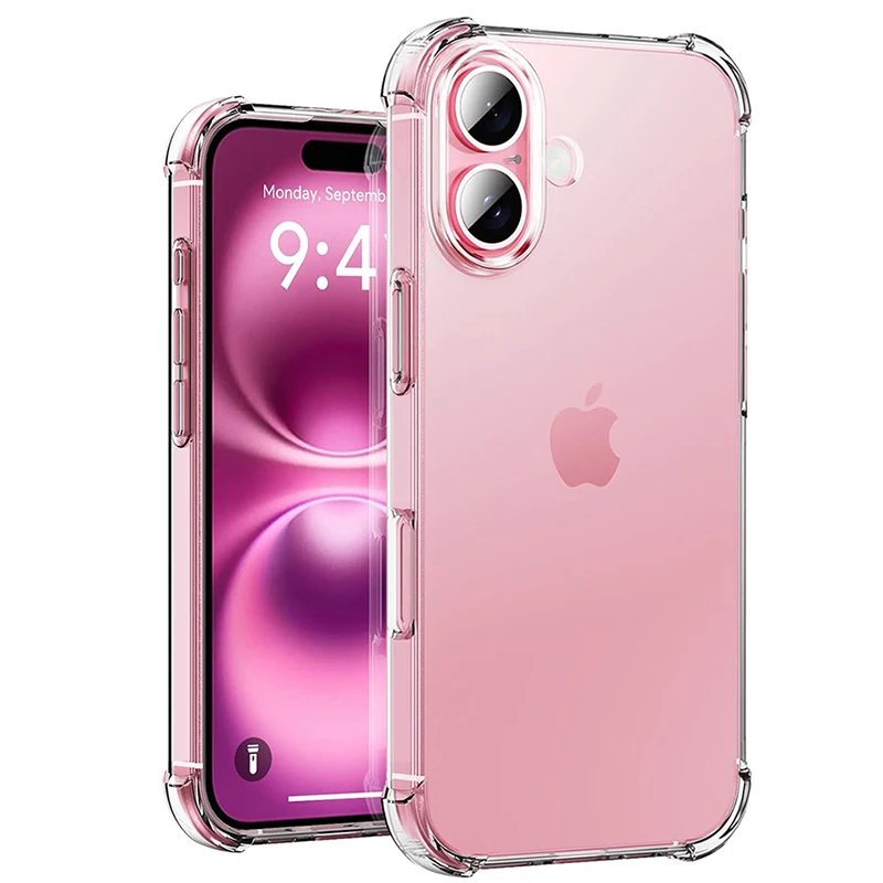 Luxuriöse Stoßfeste Silikon-Handyhülle für iPhone 17 16 15 14 13 12 11 Pro Max Air X XS 7 8 Plus Transparente Stoßfänger-Rückabdeckung