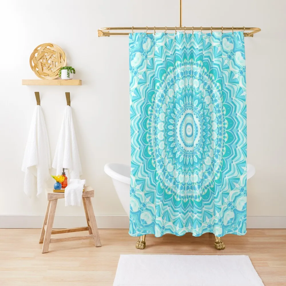

Turquoise Bright Mandala Shower Curtain Bathroom Box Bathroom For Shower For Bathroom Waterproof Shower Curtain