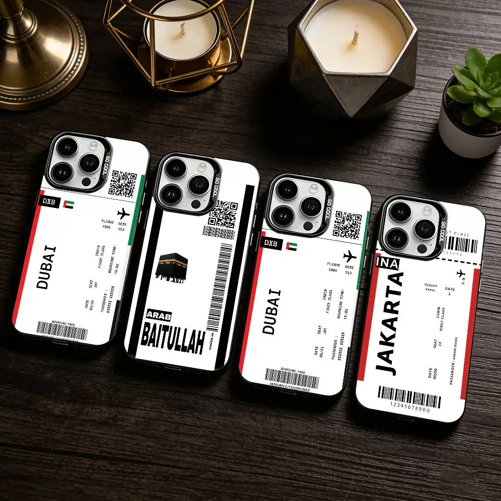 

B-Boarding Pass Ticket Phone Case For iPhone 17,16,15,14,13,12,11 Plus,Pro Max,XS,Colored silver phone case