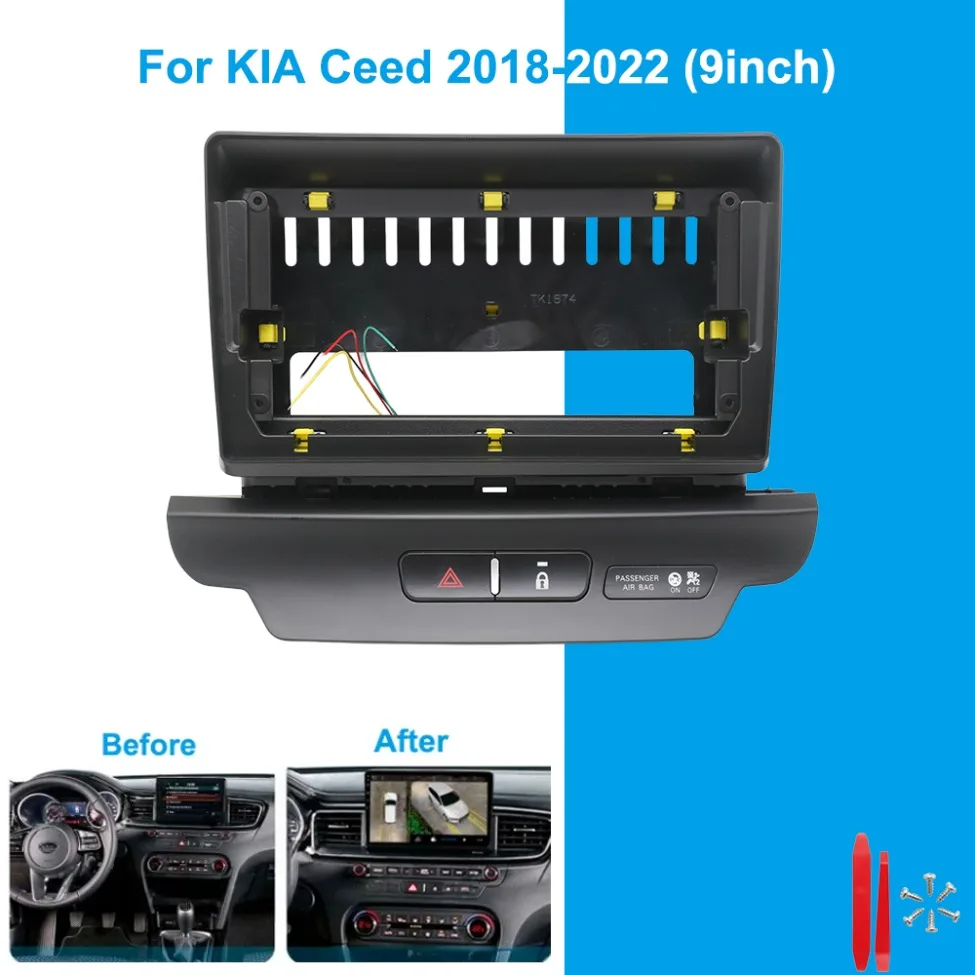

For KIA Ceed 2018-2022 9 Inch Dashboard Panel Mount Trim Kit Car Radio Stereo 2 DIN Fascia Installation Plastic Frame