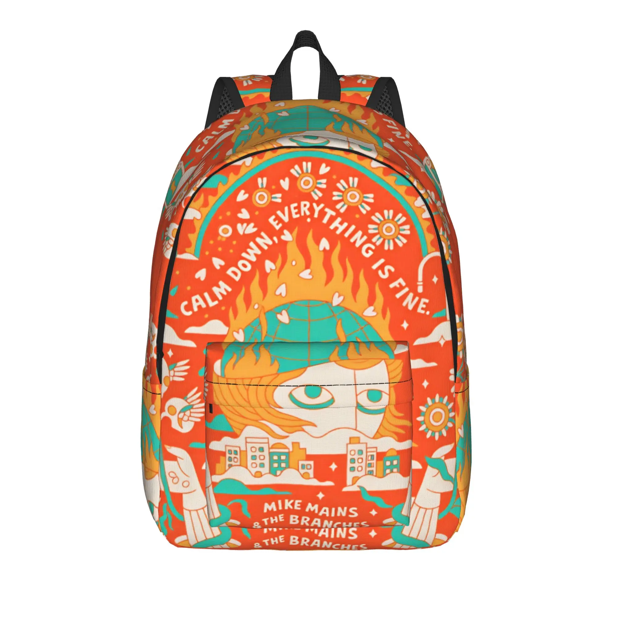 Retro Orange Abstract Figure Music Backpack  Fashion Backpacks Student Unisex College Durable School Bags Custom Rucksack