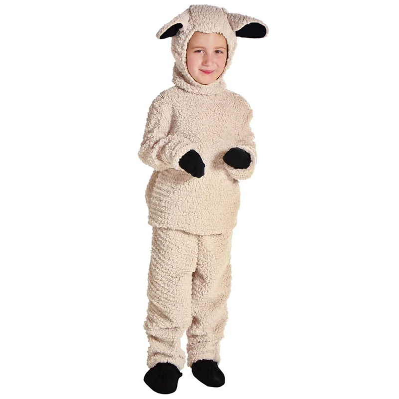 Costume d'Halloween de Mouton en Laine pour Fille et Garçon, Déguisement d'Animal Ours Brun, Cheval, Carnaval de Pourim, Unisexe