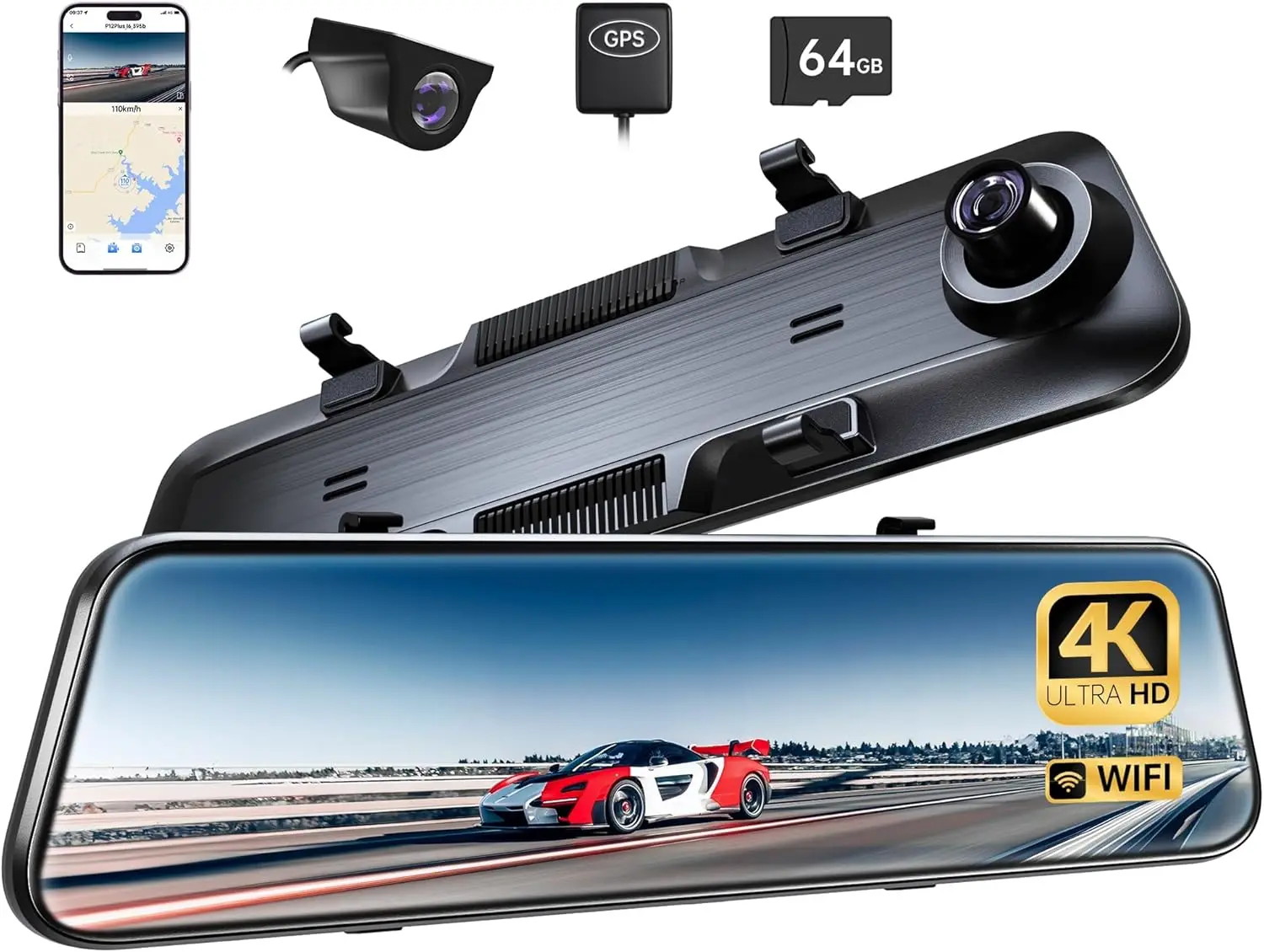 12" 4K Car Dash Cam…